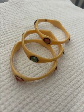 Ippolita Yellow Resin Bangle Set with Multicolor Gem Insets
